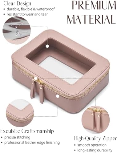Small Cosmetic Bag for Purse Mini Makeup Bag for School Cute Clear Make Up Pouch for Travel Tiny Leather White Make Up Organizer Case for Backpack Toiletry Bag Waterproof Square Pouch with Zipper
