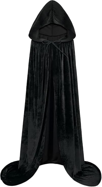OYDAS Hooded Cloak Velvet Cape with Hood Halloween Capes Women Witch Costume Vampire Cloak Wizard Robe Men Cosplay Costume - 130cm