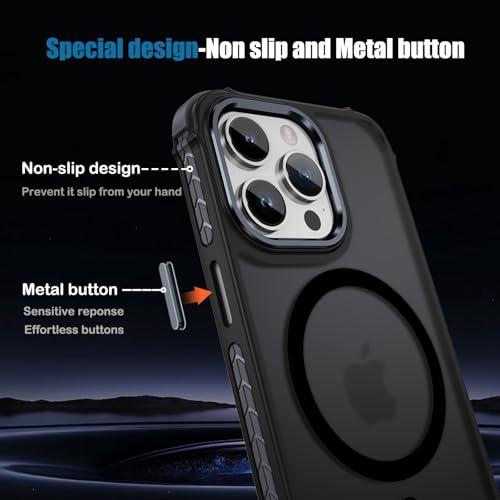 for iPhone 12 Case,iPhone 12 Pro Case Magnetic [for Magsafe][Military Grade Shockproof Protection] Anti-Scratch Non-Slip Matte Translucent Slim Phone Case for iPhone 12 Cover/iPhone 12 Pro Cover,Black