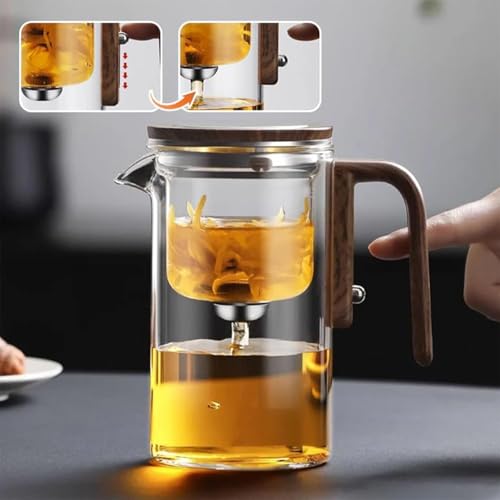 Enchanti Tea Pot,Water Separation Glass Teapot,Filter Teapot with Dual Infusers,Enchantipot Magic Tea Pot,Glass Teapot with Strainer,Infuser,Automatic Magnetic Teapotï¼Œheat Resistant (520ml)
