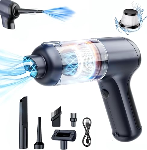 Kaihery Car Vacuum Cleaner, 8000PA Vacuum Vleaner with Strong Suction Power, 2 In 1 Vacuum & Air Duster, USB Charge, Portable Mini Cordless Handheld Vacuum Cleaner for Car, Home, Office, Pet