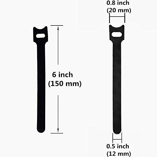 SHOWAY Reusable Cable Ties, 50 pcs Reusable Cable Organizer, Fastening Cord Wraps, Adjustable Cable Strap Hook and Loop Cord Ties, Under Desk Charging or Data Cables Management
