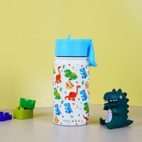 SOLARA Water Bottle for Kids 450ml, Kids Water Bottle, Sipper Bottle for Kids, Thermosteel Kids Bottle, Stainless Steel Water Bottle for Kids, Straw Bottle for Kids, Dino