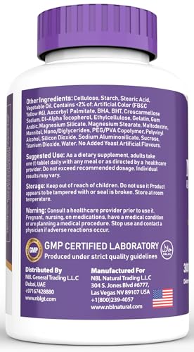 NBL NATURAL Adult Multivitamin for Women and Men, Daily Nutritional Support, 300 Tablets