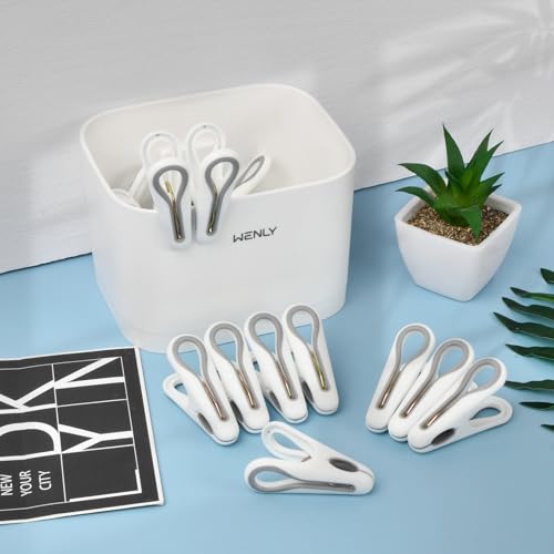 YILANJIN 24PCS Clothes Pins, Plastic Clothespins, Clothesline Clips, Clothes Pegs, Laundry Clips, Clothesline Pins, Towel Clips, Beach Towel Clips, Laundry Clips for Drying Clothes, with Storage Box