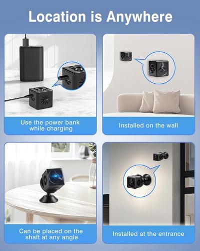 Violety Mini Camera for Home 2K HD Indoor Battery Security Camera Bluetooth or WiFi Option Nanny Pet Surveillance Camera App Control, Real-Time Audio/Video, Night Vision Motion Detection (Blocks 2K)