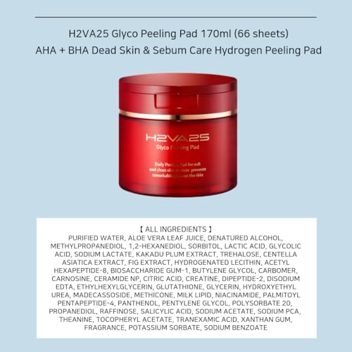 H2VA25 Glyco Peeling Pad Korean 170ml (66 pads) AHA + BHA Dead Skin & Sebum Care Hydrogen Peeling Pads