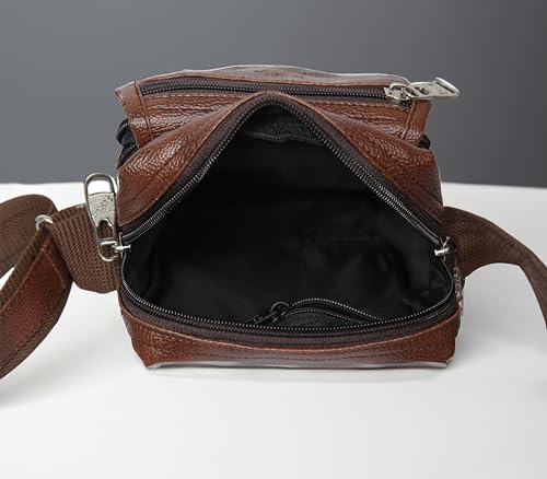 RC Rexcuir Mens Sling Bag,Shoulder Bag,Crossbody,Chest Bag, Compartment for iPad,Suitable for College,Outdoor Travels and Business Daily Use(Brown)
