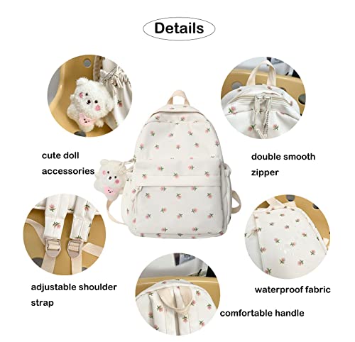 ZFOFLIK Small Flower school bag for Teen Girls Kawaii Floral Backpack for Girls Women Student Aesthetic Cute Mini Bookbag