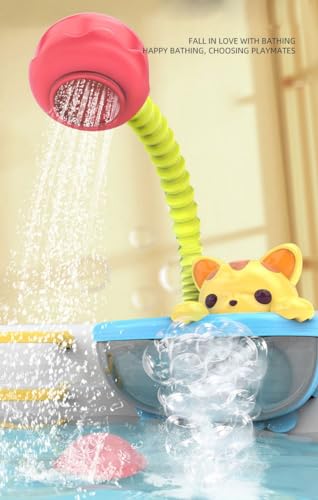 Azonee Baby Bath Toy with Shower Head, Cat Water Spray Squirt Shower Faucet and Automatic Bubble,Bathtub Water Pump Summer Essentials for Toddlers and Kids