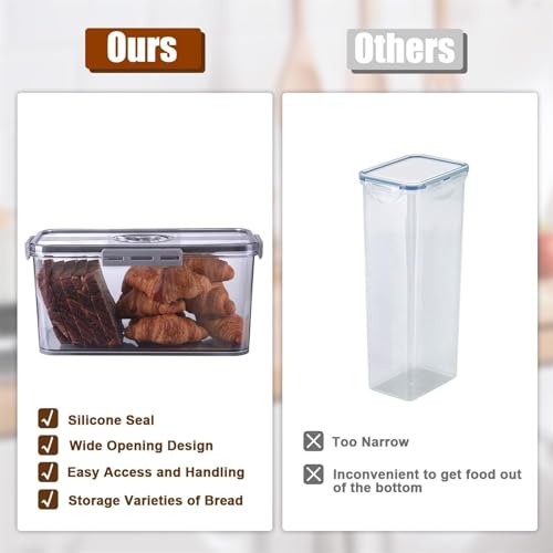 THE WHITE SHOP Bread Box Bread Boxes for Kitchen Counter Airtight, Time Recording Bread Storage Container with Lid, Bread Keeper for Homemade Bread, Toast, Bagel, Donut and Cookies (Color : GRAY)