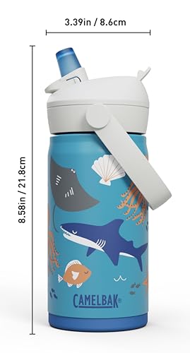 CamelBak Thrive Flip Straw Kids 12oz Water Bottle - Insulated Stainless Steel, Ocean Life