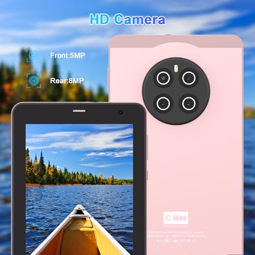 C idea 7 Inch Tablet,Android 13 Tablet,Quad Core Processor,8GB RAM 512GB ROM,512GB Expand,Dual Camera,Tablet with SIM, WiFi,Bluetooth,Case,StylusCM518 Pro (Pink)