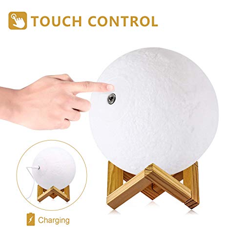 DTOETKD Moon Lamp 3D Printing 16 Colours Moon Light with Stand & Remote & Touch Control and USB Rechargeable (Diameter 12cm ), Best Gifts for Baby Kids Lover Birthday