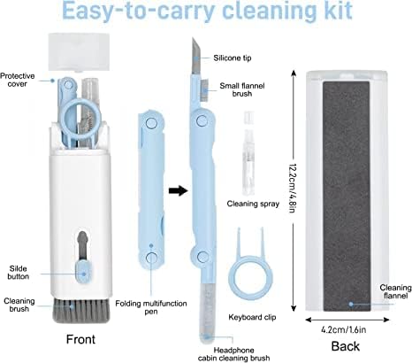 Necomi 7-in-1 Electronic Cleaner Kit, طقم تنظيف لوحة المفاتيح, ® Keyboard Cleaner kit, Portable Multifunctional Cleaning Tool for PC Monitor/Earbud/Cell Phone/Laptop/Computer/Bluetooth Earphones