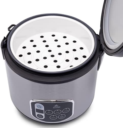 evvoli Multi-functional, Non Stick Rice and Grain Cooker, 650W 1.8 L, EVKA-RC5005B, Silver
