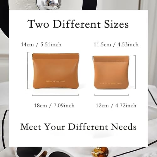 2 PCS Makeup Bag for Women, PU Leather Travel Cosmetic Pouch with Zipper, Waterproof and Durable, Perfect for Purse, Travel, or Gifting (Brown)