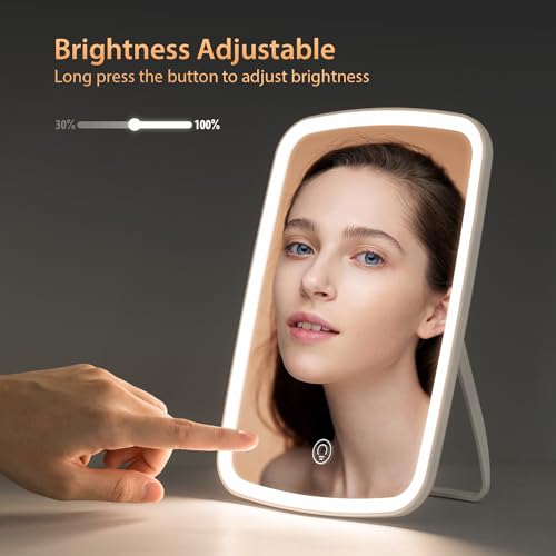 e world unbox happiness Makeup Mirror Portable USB Rechargeable LED Touch Screen Vanity Mirror Foldable Travel Make up Mirror