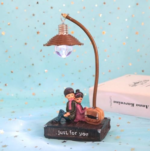 KASTWAVE Bedroom Couple Night Light, Desktop Light Ornament, Creative Pastoral Tree Stump Resin Decoration Cute Table Lamp, 9 * 6.5 * 20cm Night Light Birthday Gift for Women Girls("JUST FOR YOU")
