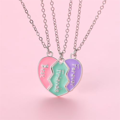 Pingyongchang 2-3Pcs Friendship Matching Necklace Heart Pendant BFF Necklaces Cute Alpaca Burger Fries Best Friend Necklace Jewelry Gift for Women Girls