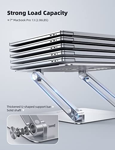 Lamicall Laptop Stand Riser Portable - Foldable Height Adjustable Ergonomic Computer Notebook Stand Holder Lift for Desk, Compatible with MacBook Air Pro, Dell XPS, HP (10-17'') - Silver