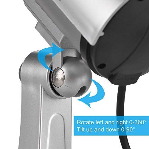 XBW Fake Security Silver Camera, Dummy CCTV Surveillance System with Realistic Red Flashing Lights and Warning Sticker 2 Pack