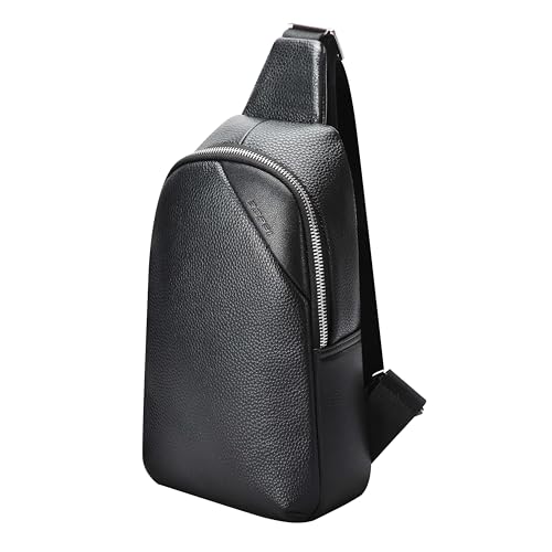 Bopai Unisex Premium Side Sling Bag Water Resistant Cow Hide Leather Crossbody Bag for Travel Office Business Casual, BO-SL901