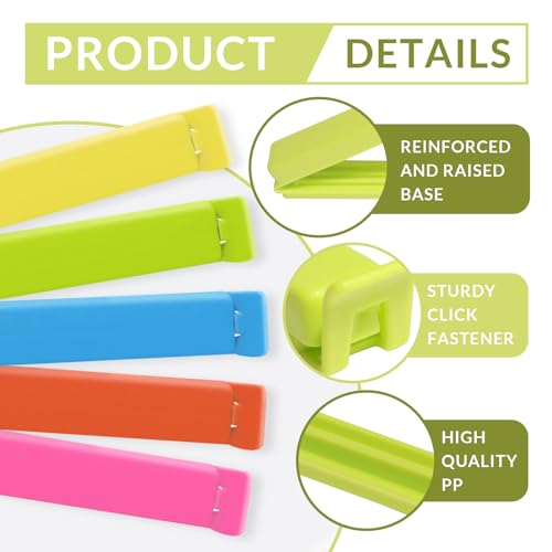 Wosyoodo 40 Pcs Food Clips, 2 Sizes & 5 Colours Bag Clips for Food Storage, Reusable Food Bag Clips, Food Bag Clips for Food Storage, Bag Clips Food Bags Freezer Bag Clips for Nacks, Food, Sandwich
