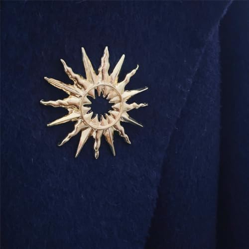 Dtja Gold Sun Brooch Pin for Women Girls Fashion Gold Plated Celestial Apollo Brooches Lapel Pins Dainty Suit Hat Dress Accessories Birthday Holiday Jewelry Gift