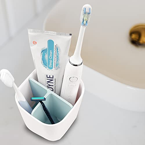Toothbrush Holder with Anti-Slip Bottom-Made of PP and Abs Plastic Versatile Storage, Detachable for Easy Cleaning,3 Slots Electric Toothbrush and Toothpaste Holder Bathroom Organizer for Countertop