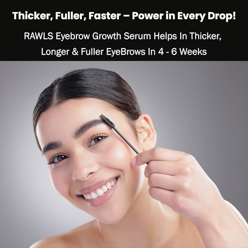 Rawls Eyebrow & Eyelash Growth Serum – Natural & Organic Formula for Longer, Thicker Brows & Lashes – Nourishing with Castor Oil, Almond Oil, Vitamin E & C – 5ml