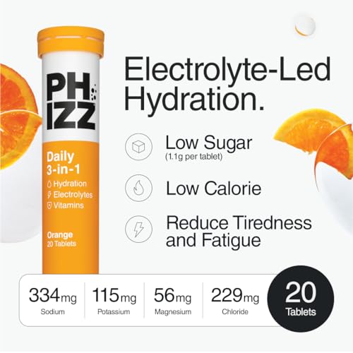 Phizz Multivitamins Rehydration Tablets - High Strength Vitamin C and Zinc - Orange (20 Tablets)