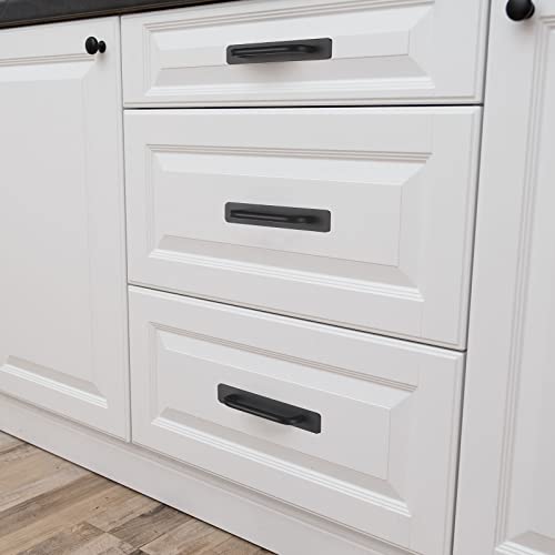Funrous 6 Inch Adhesive Cabinet Handles Handle Pulls Cabinet Kitchen Pulls Kitchen Cupboard Handles Self Stick Instant Cabinet Pulls Hardware Kitchen Cabinet Handles for Door Knobs (Black, 4 Pcs)