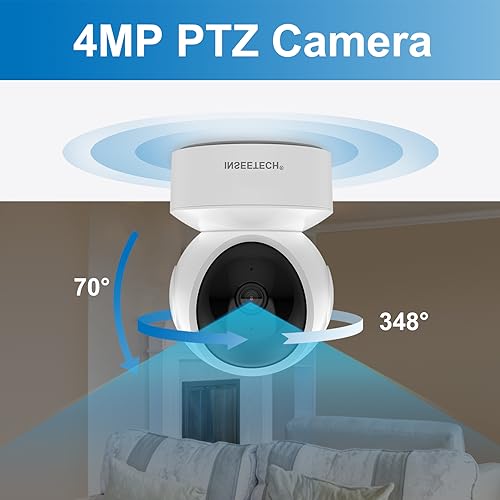 INSEETECH 4MP Indoor Wireless Security Camera, 2.4/5Ghz Pet WiFi camera with PTZ Auto Tracking, 5g Baby Cam for Dog Cat Home/House Security, Motion Detection, Phone APP Control, 24/7, 2-Way Talk