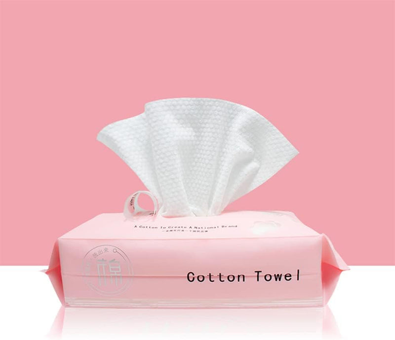 MAKINGTEC Deeply Cleansing Disposable Face Towel Cotton Tissue, Cotton Facial Dry Wipes 60 Count, Multi-Purpose for Skin Care, Make-up Wipes, Face Wipes and Facial Cleansing