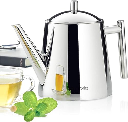 Easyworkz Stainless Steel Teapot with Removeable Infuser 1500ml Stovetop Tea Maker for Fruit Herbal and Infusion