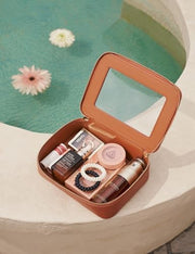 Small Cosmetic Bag for Purse Mini Makeup Bag for School Cute Clear Make Up Pouch for Travel Tiny Leather White Make Up Organizer Case for Backpack Toiletry Bag Waterproof Square Pouch with Zipper
