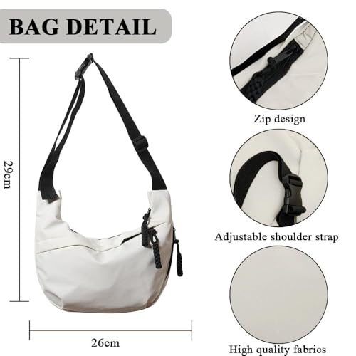 TERRIFI Crossbody Sling Bag, Mobile Phone Shoulder Messenger Bag for Men Women, Casual Across Body Backpack for Travel Cycling Hiking (White)