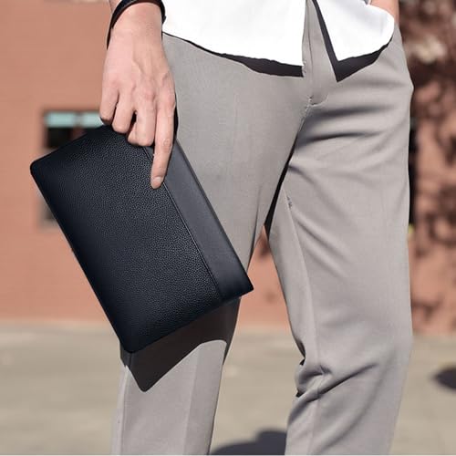 Eshow Mens Wristlet Bag Clutch Purse Synthetic Leather Bags with Wrist Strap Zip Closure 7.9 Inch