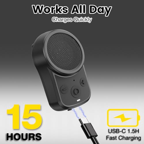 VkingMoR Wearable Wireless Speaker (Updated Version), Clip-On Wireless Pro Water-Resistant Portable Speaker (Non-Magnetic) Outdoor Black