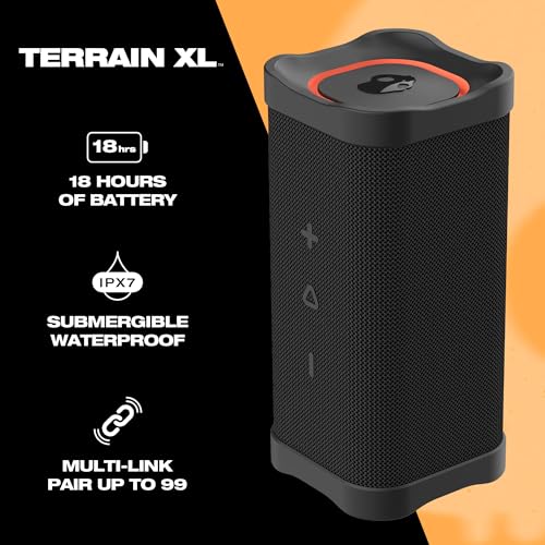 Skullcandy Terrain XL Wireless Bluetooth Speaker - IPX7 Waterproof Portable Speaker, 18 Hour Battery, Nylon Wrist Wrap, True Wireless Stereo
