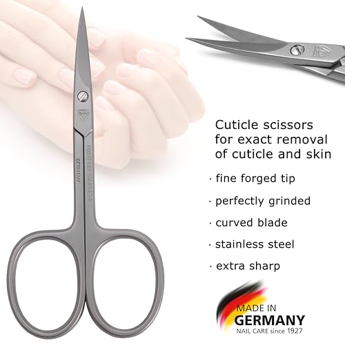3 Swords Germany - brand quality STAINLESS STEEL INOX CURVED CUTICLE SCISSORS (1 PIECE) with case for manicure pedicure - nail care by 3 Swords - Made in Solingen Germany