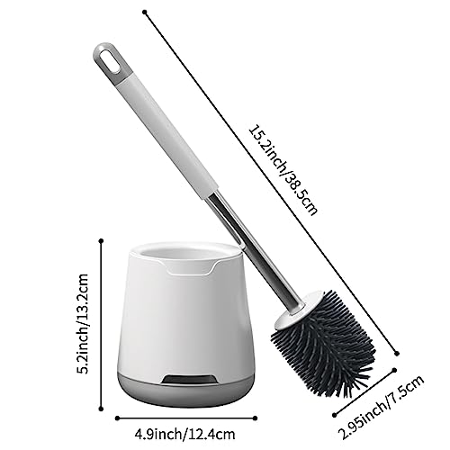 Wesoke Toilet Brush and Holder Set, Silicone Toilet Cleaner Brush Deep Cleaning Toilet Bowl Brush with Ventilated Holder & Long Handle for Bathroom Restroom, Floor Standing Toilet Scrubber Accessories
