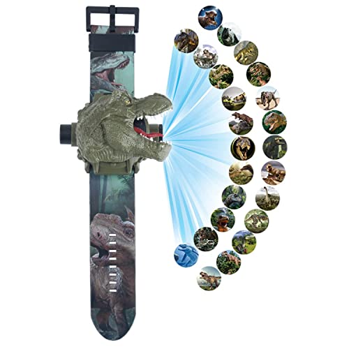 Watch with 24 Kinds of Dinosaur Projection Pattern Cartoon Children Digital Dinosaur Watch Toy for Boys and Girls Children Toy Watches with Cover Adjustable Date and Time Projector Watch