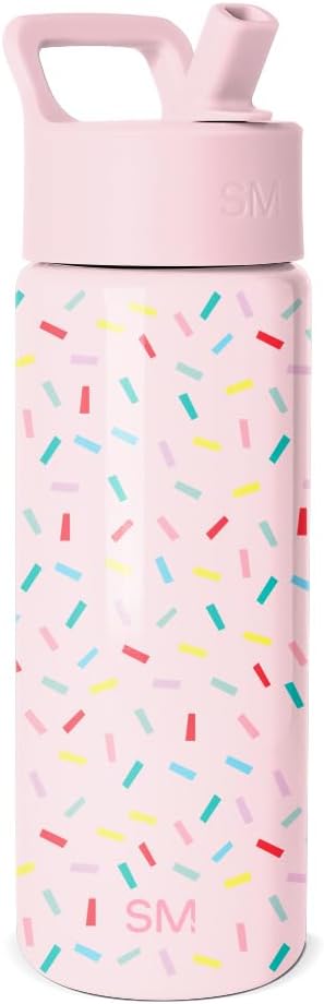 Kids Summit Water Bottle with Straw Lid 18oz Stainless Steel Cup Insulated Tumbler for Toddlers, School Confetti - 532 ml Confetti