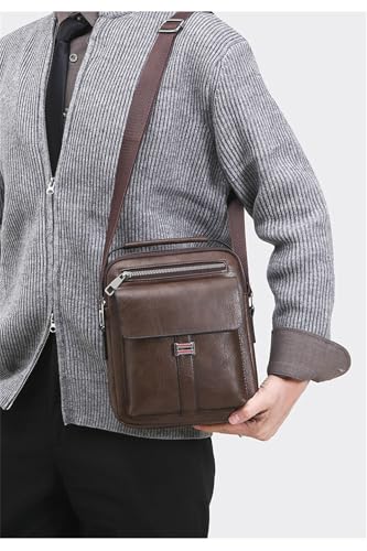 FENDOUNIU Leather Shoulder Bag for Men, Handbag, Crossbody, Travel, Messenger, Business, Satchel, Casual for Shopping Daily Working