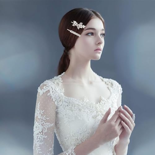 6 Pcs Rhinestone Bridal Hair Clip, Leaf Wedding Hairpin, Bride Crystal Hair Barrette Accessories For Women, Diamond Bobby Pins, Jewelry Barrette (Silver, Rhinestone Style)