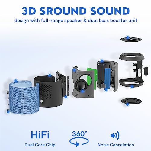 WONDER-BLED Portable Wireless Mini Bluetooth Speaker, XBass Shower Speaker, Dual Pairing, IPX5 Waterproof, 6hrs Playtime, 10 meters Bluetooth Range Home/Outdoor/Party/Quran Speaker (Blue)