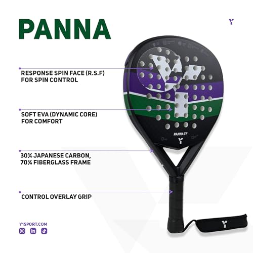Y1 Padel, Panna Techno Force, Padel Racket, Fibreglass, Mid Range, Racket for Adults, Racket for Children, Kids Equipment