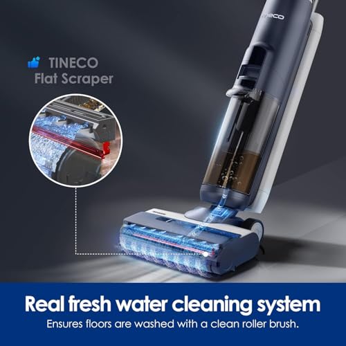Tineco Floor One S5 Wet and Dry Cordless Vacuum Cleaner and Mop with Edge cleaning, 220w suction with iLoop Smart Sensor Technology and screen, Streak-Free and Self Cleaning Dual Tank Feature